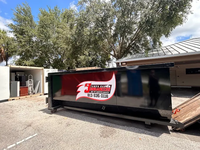 Tampa Bay Junkaneers roll-off dumpster delivered at Apollo Beach FL residential property